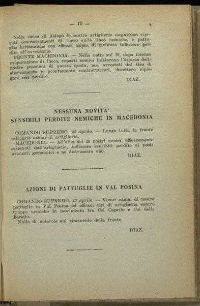 Il diario della nostra guerra : bollettini ufficiali dell'esercito e della marina